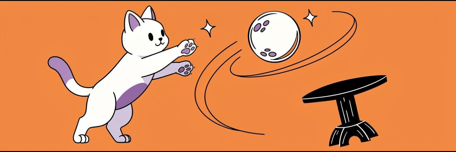 Orbcat swatting the crystal orb off its pedestal, mid-fall